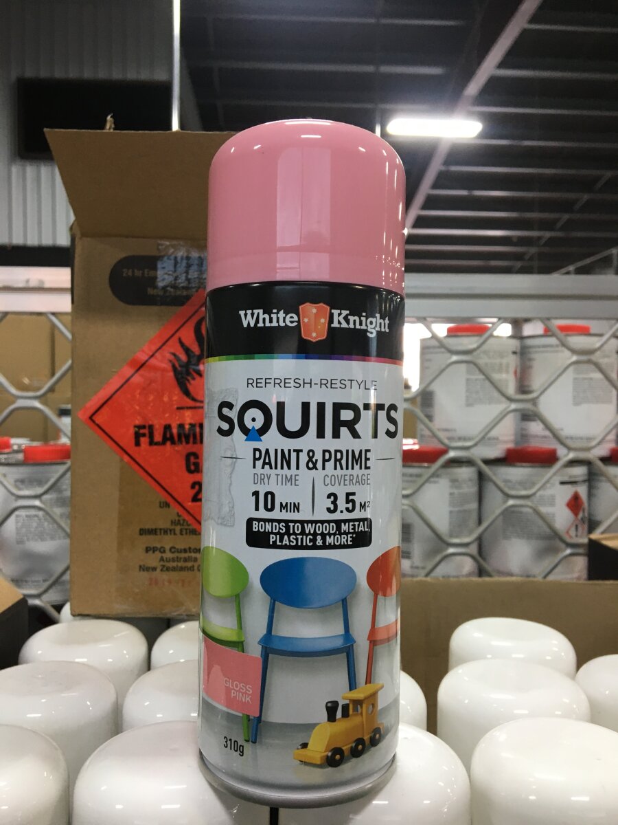 White Knight 310g Pink Gloss Squirts Spray Paint - Bunnings Australia