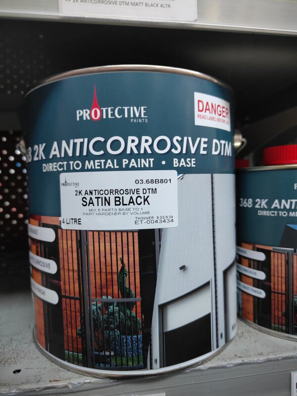 PP 2K ANTICORROSIVE DTM SATIN BLACK 4LTR