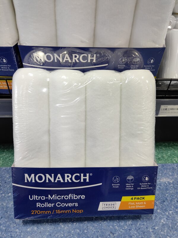 Monarch 270mm Roller Cover Microfibre 15mm Nap 4pk