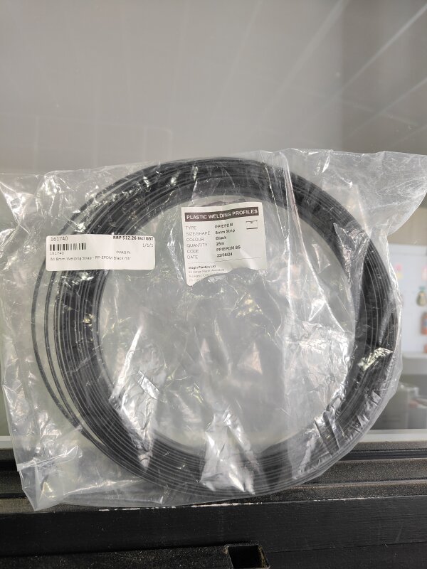 IM 8mm Welding Strap - PP-EPDM Black mtr
