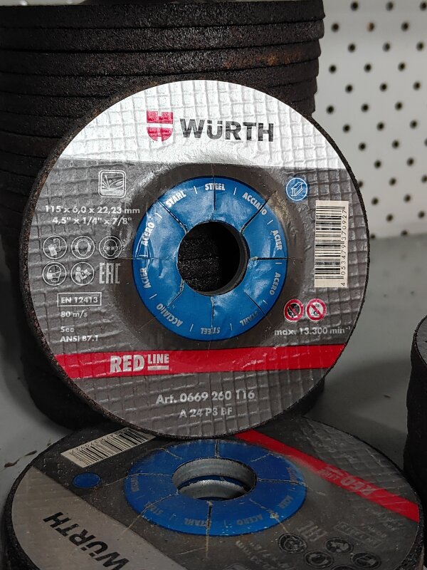 WURTH GRINDING DISC 115MM x 6MM REDLINE