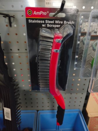 HO AMPRO Wire Brush WITH SCRAPER StainlessSteel