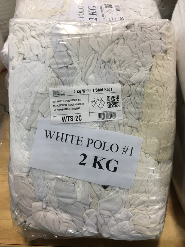 White t/shirt rags 2kg pack