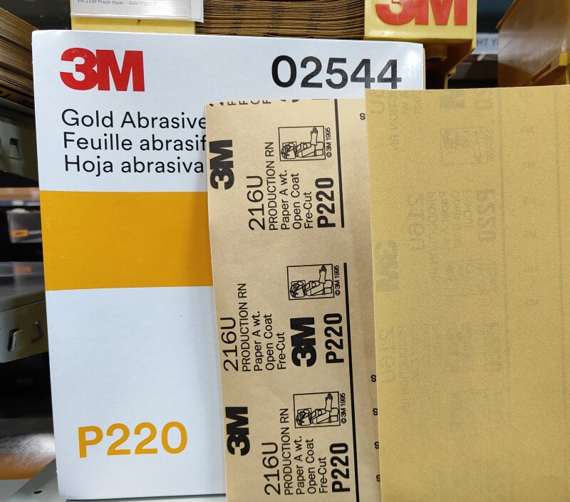 3M 216U Prodn. P220A Fre-Cut Paper -Gold