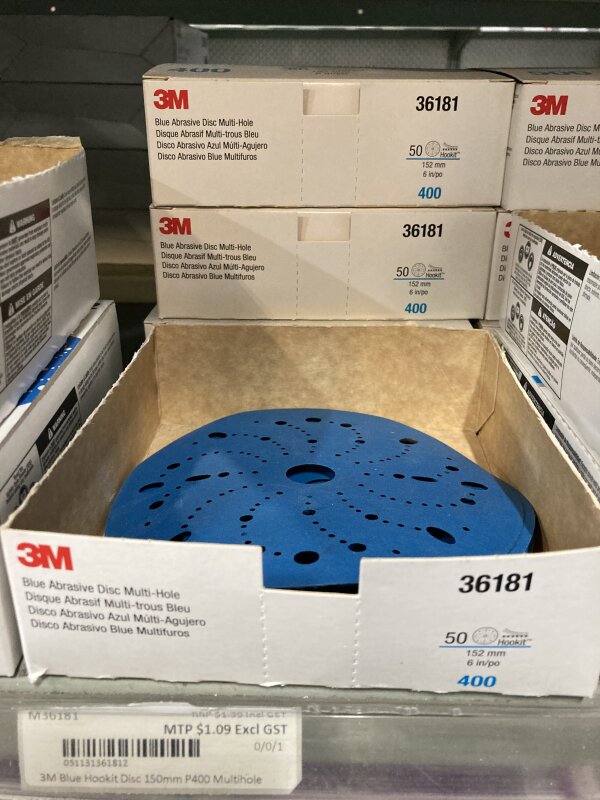 3M Blue Hookit Disc 150mm P400 Multihole
