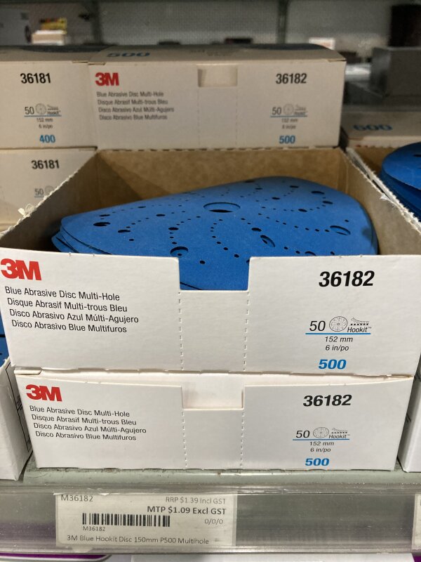 3M Blue Hookit Disc 150mm P500 Multihole