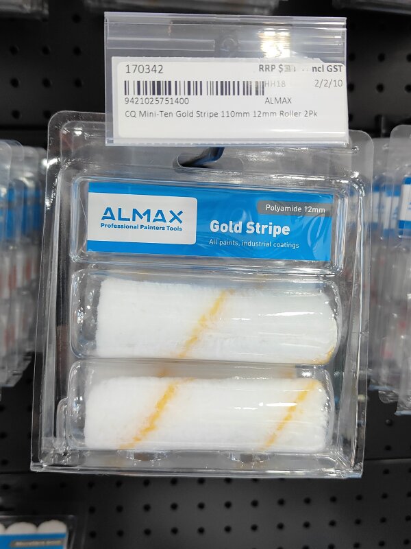CQ Mini-Ten Gold Stripe 110mm 12mm Roller 2Pk