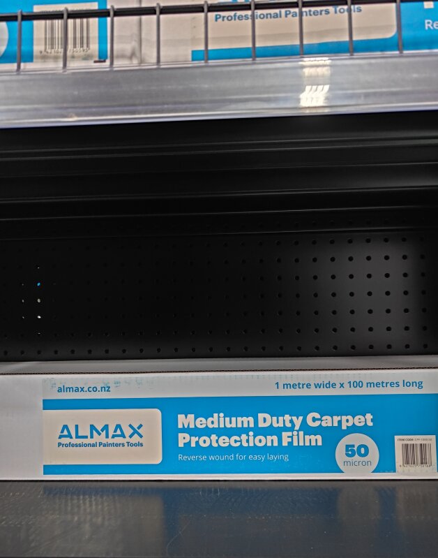 CQ Plastic Carpet Protection Film 1m x 100m 50mic