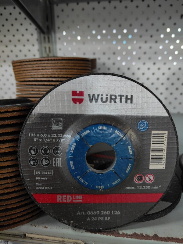 WURTH GRINDING DISC 125 X 6MM RED LINE