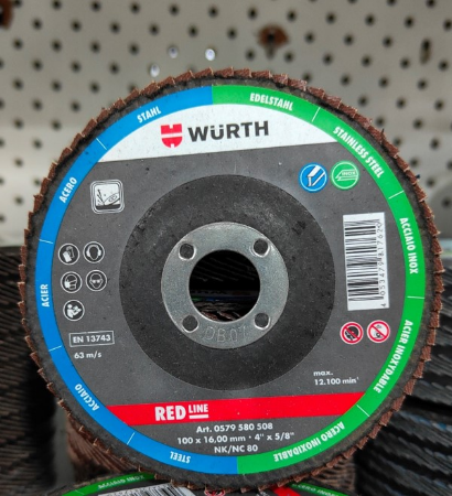 WURTH LAMELLA FLAP DISC 100MM 80 GRIT