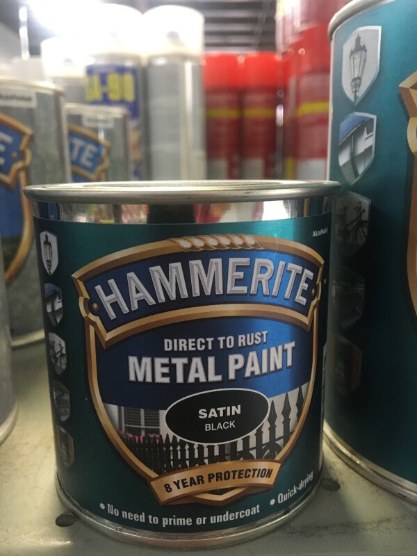 HM Hammerite Satin - 250ml Satin Black