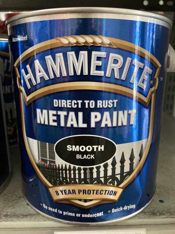 HM Hammerite Smooth - 2.5L Gloss Black