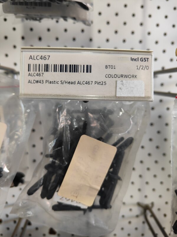 ALD#43 Plastic S/Head ALC467 Pkt25