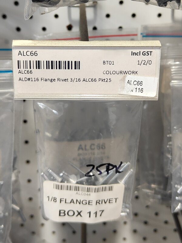 ALD#116 Flange Rivet 3/16 ALC66 Pkt25