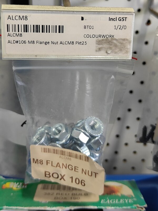 ALD#106 M8 Flange Nut ALCM8 Pkt25