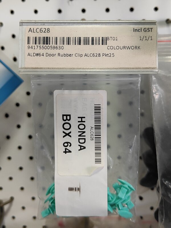 ALD#64 Door Rubber Clip ALC628 Pkt25