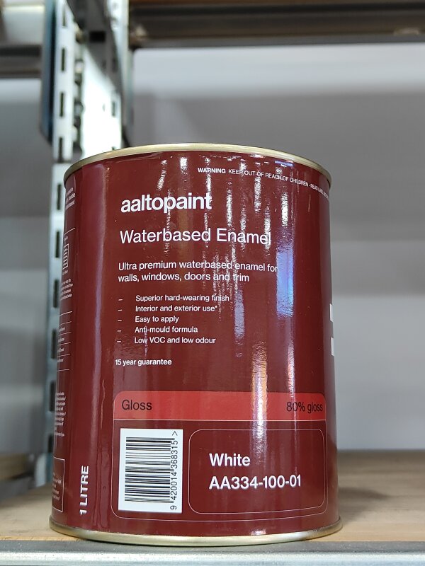 Aalto Ultra Premium Waterbased Enamel Gloss White 1L