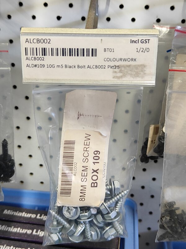 ALD#109 10G m5 Black Bolt ALCB002 Pkt25