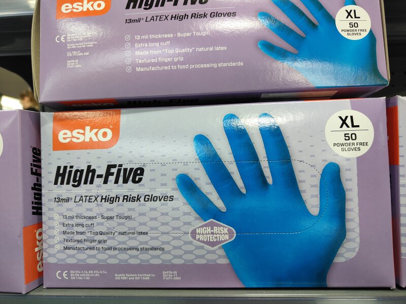 ESKO HIGH FIVE DISPOSABLE XL HIGH RISK H/DUTY LATEX GLOVES