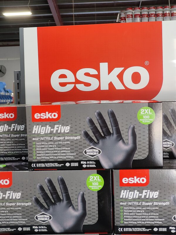 ESKO HIGH FIVE DISPOSABLE H/D BLACK NITRILE GLOVES XXL