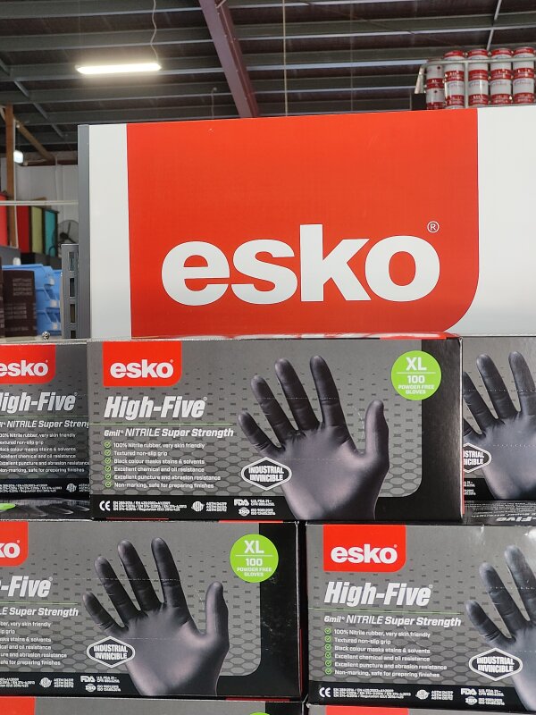 ESKO HIGH FIVE DISPOSABLE H/D BLACK NITRILE GLOVES XL