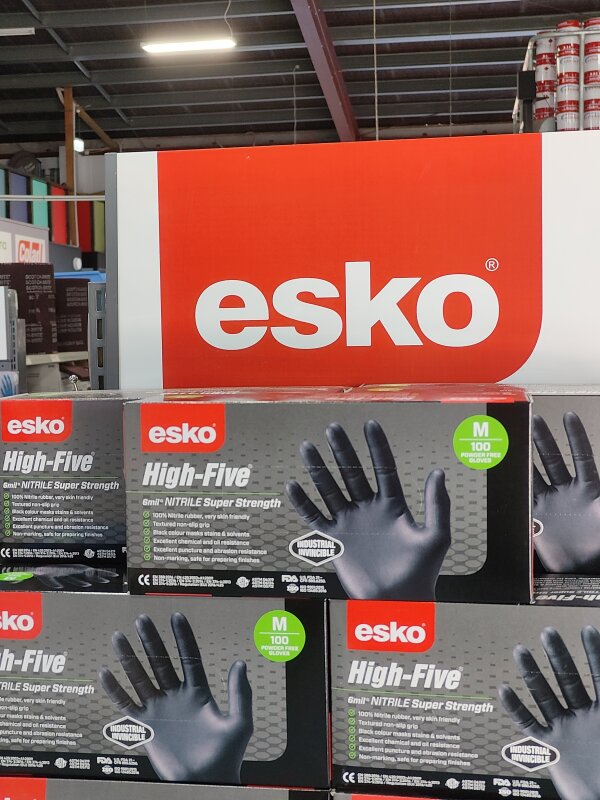 ESKO HIGH FIVE DISPOSABLE H/D BLACK NITRILE GLOVES MEDIUM