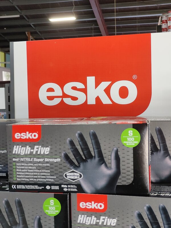 ESKO HIGH FIVE DISPOSABLE H/D BLACK NITRILE GLOVES SMALL