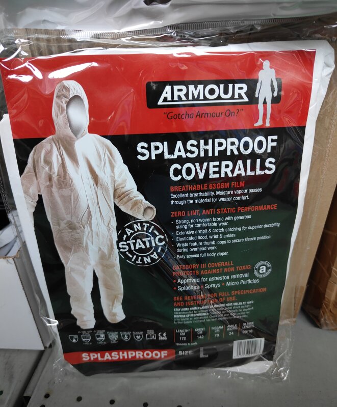 ARMOUR SPLASH PROOF COVERALLS 60GSM LARGE