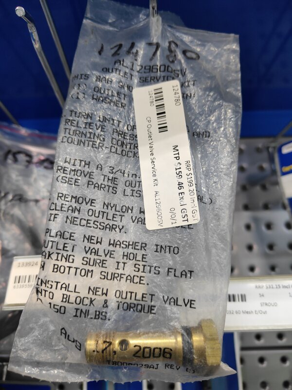 CP Outlet Valve Service Kit   AL129600SV