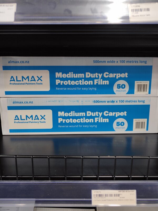 CQ Plastic Carpet Protection Film 500mm x 100m 50mic