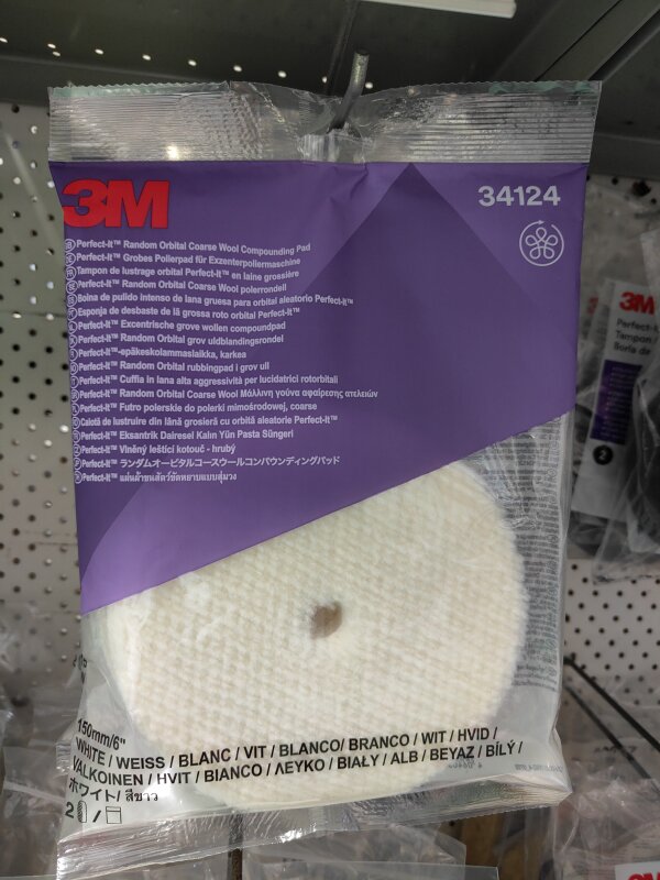 3M RANDOM ORBITAL COARSE WOOL COMPOUND PAD 150MM 2 PKT 34124