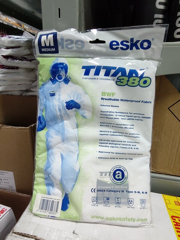 ESKO TITAN 380 BWF TYPE 5 AND 6 CAT3 POLYTHYLENE COVERALL M