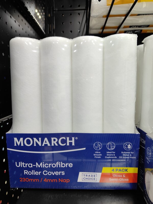 Monarch 230mm Roller Cover Microfibre 4mm Nap 4Pk