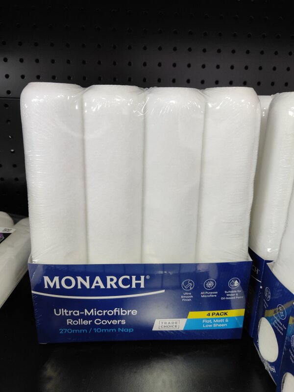 Monarch 270mm Roller Cover Microfibre 10mm Nap 4pk
